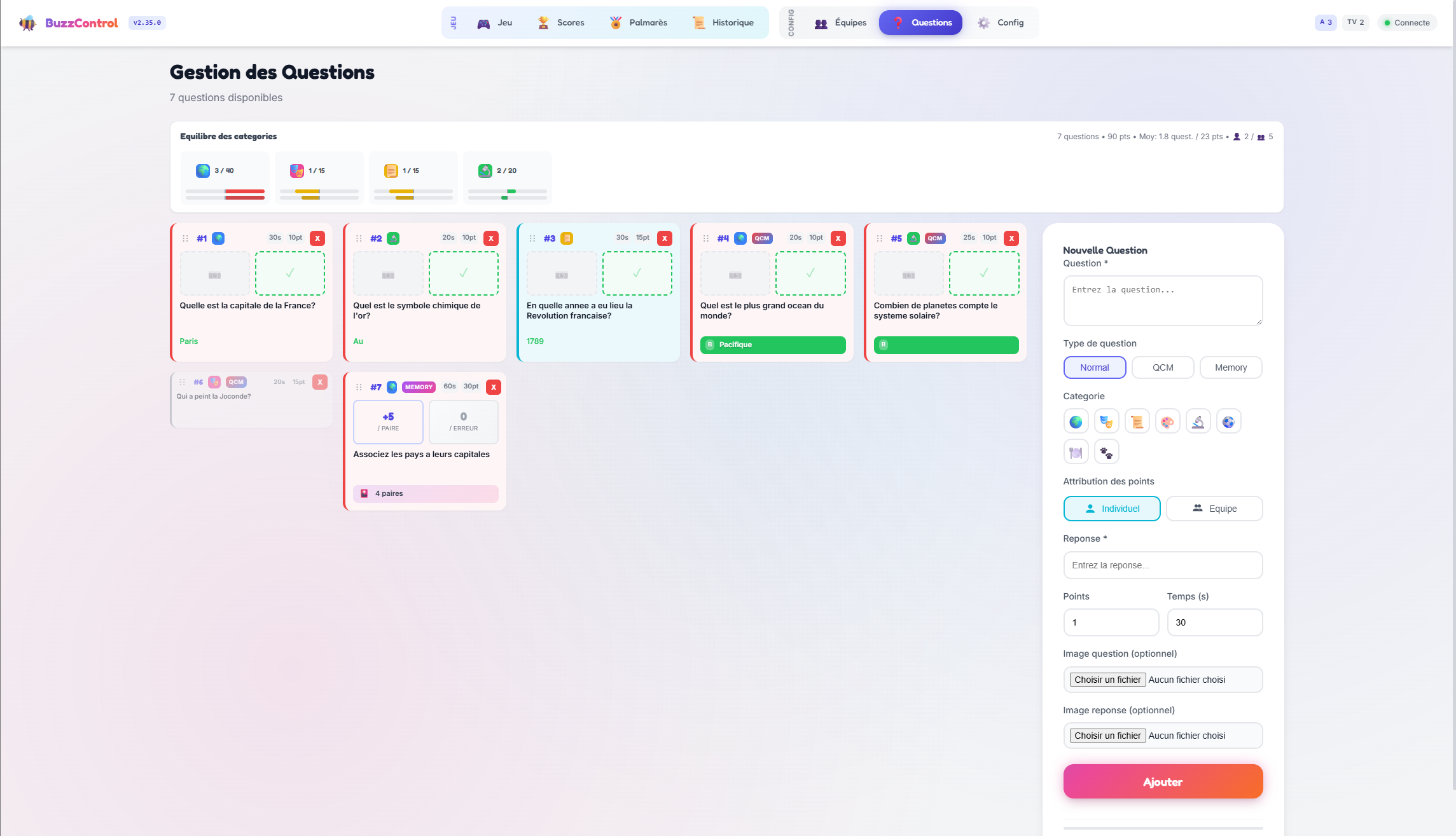 Interface Admin - Parametres