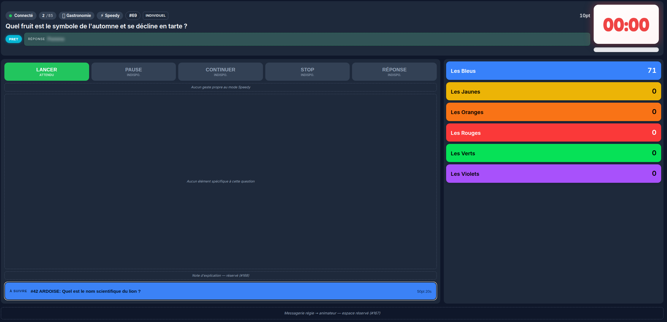 Interface Animateur - Speedy
