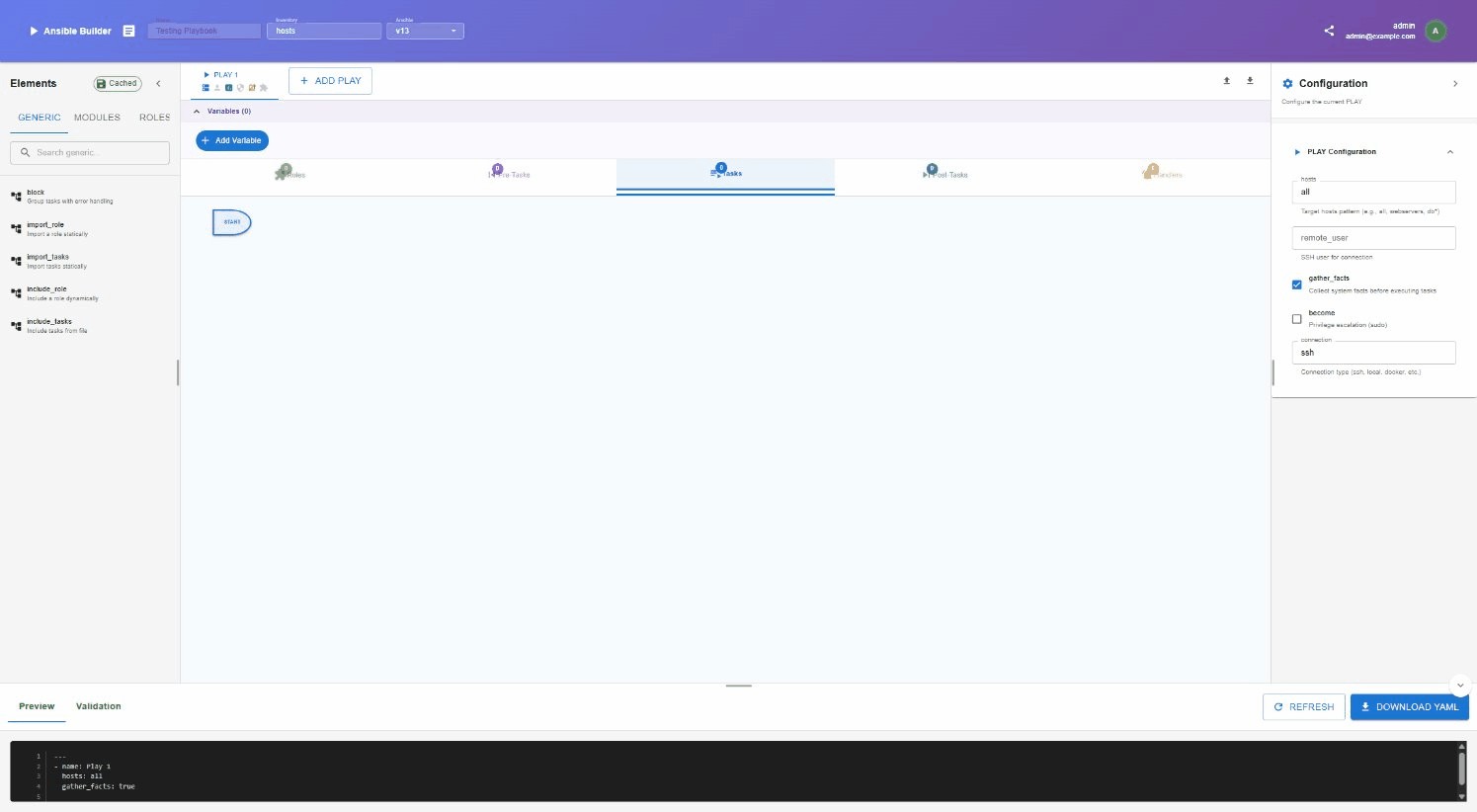 Interface principale Automation Factory